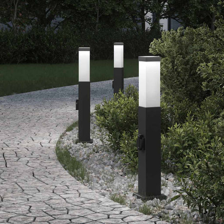 Vidaxx Pollerbeleuchtung mit Fassung 3 Stück 50 cm schwarz IP44