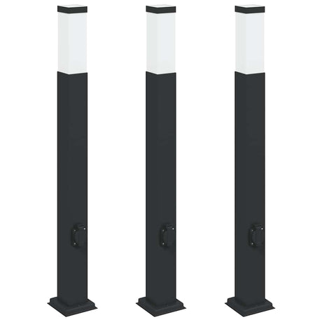 Vidaxx Pollerbeleuchtung mit Fassung 3 Stück 80 cm schwarz IP44