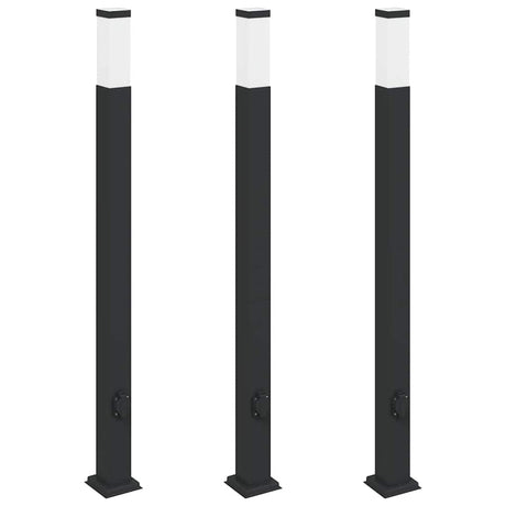 Vidaxx Pollerbeleuchtung mit Fassung 3 Stück 110 cm schwarz IP44