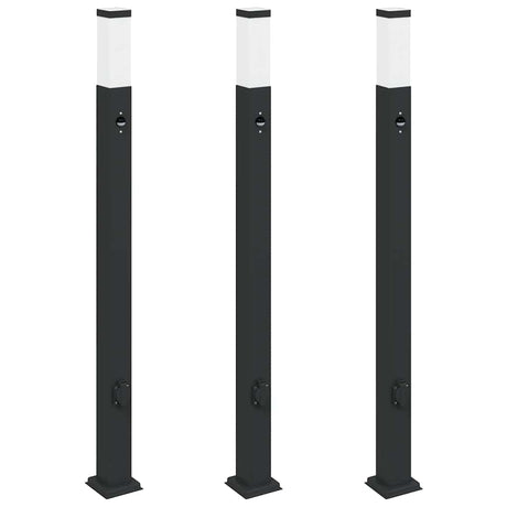 Vidaxx Pollerbeleuchtung mit Sensor und Steckdose 3 Stück 110 cm schwarz IP44