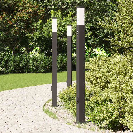 Vidaxx Pollerbeleuchtung mit Sensor und Steckdose 3 Stück 110 cm schwarz IP44