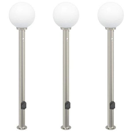 Vidaxx Pollerbeleuchtung mit Sensor und Steckdose 3 Stück 120 cm Edelstahl IP44