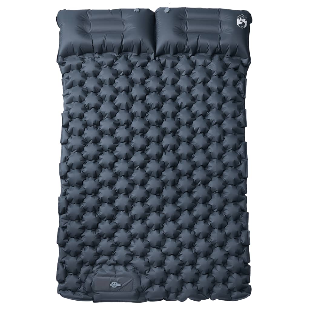 Vidaxl Campingmatratze mit Kissen selbstaufblasend 2-Personen grau