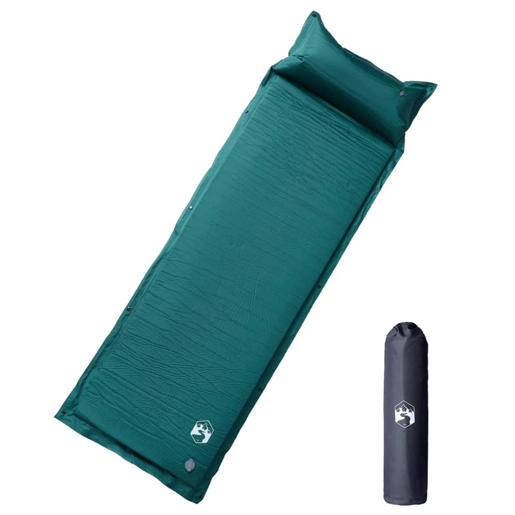 Vidaxl Campingmatratze mit Kissen selbstaufblasend 1-Personen grün