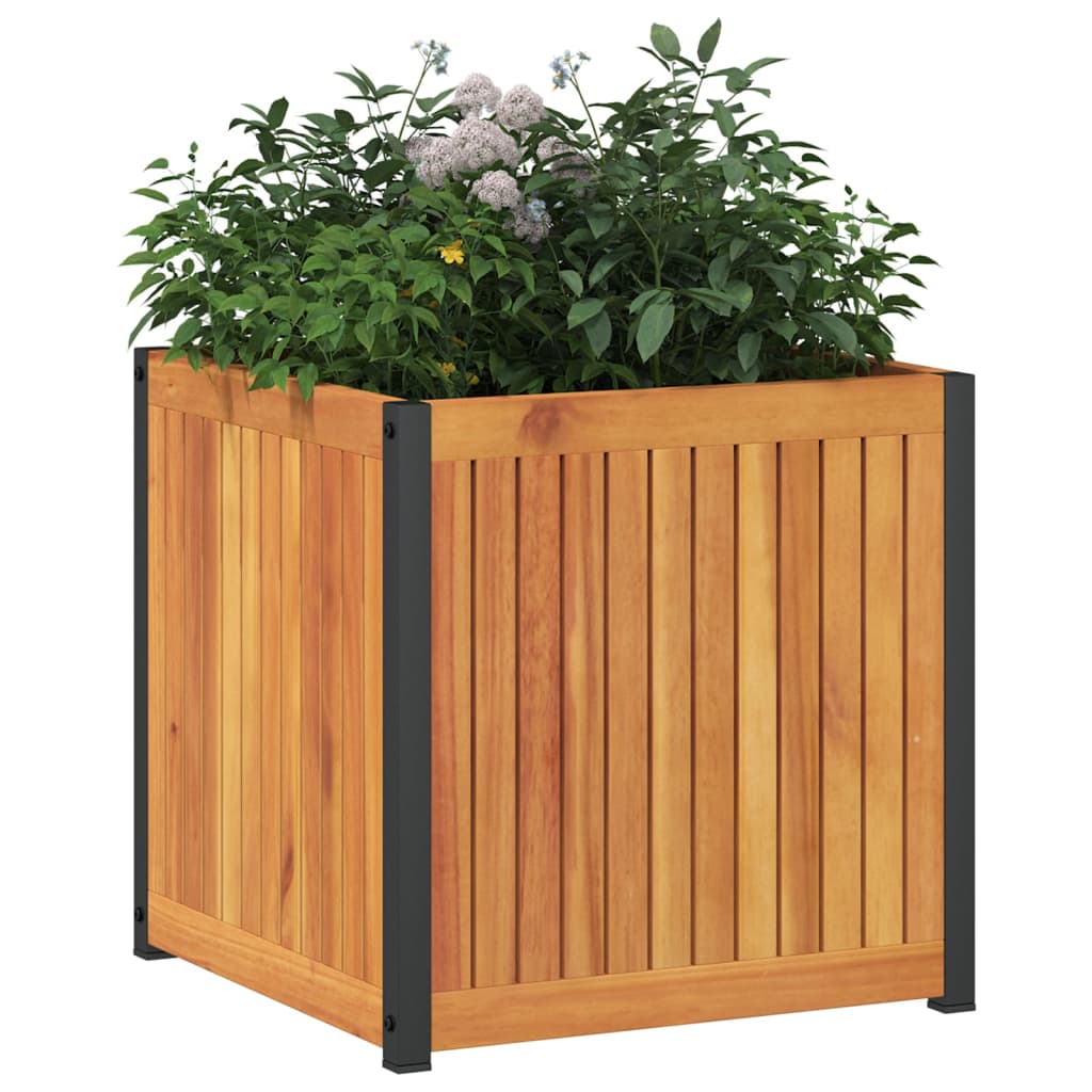 Vidaxx Pflanzgefäß 45x45x44 cm aus massivem Akazienholz und Stahl