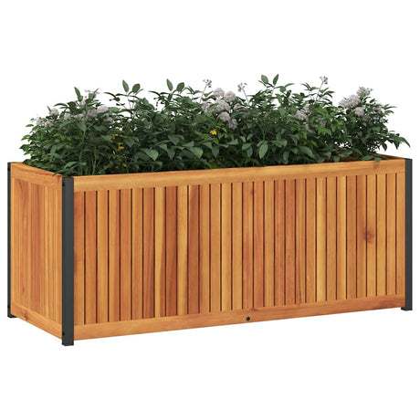 Vidaxx Pflanzgefäß 110x45x44 cm aus massivem Akazienholz und Stahl