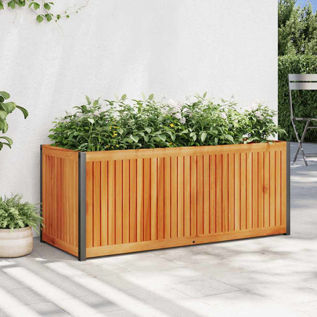 Vidaxx Pflanzgefäß 110x45x44 cm aus massivem Akazienholz und Stahl