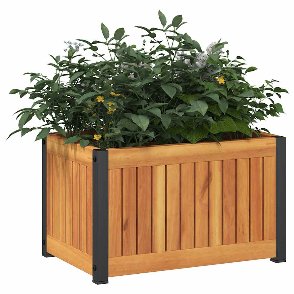 Vidaxx Pflanzgefäß 45x30x27,5 cm aus massivem Akazienholz und Stahl