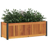 Vidaxx Pflanzgefäß 80x30x27,5 cm aus massivem Akazienholz und Stahl
