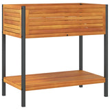 Vidaxx Pflanzgefäß mit Ablage 80x45x80 cm aus massivem Akazienholz und Stahl