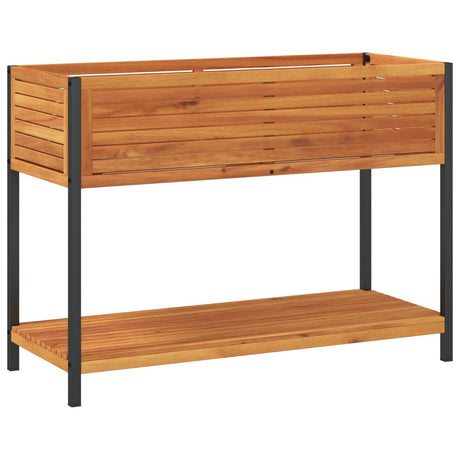 Vidaxx Pflanzgefäß mit Regal 110x45x80 cm aus massivem Akazienholz und Stahl