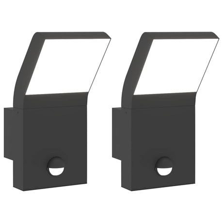 Vidaxx Außenwandleuchten, 2 Stück LED mit Sensoren, Aluminiumguss schwarz