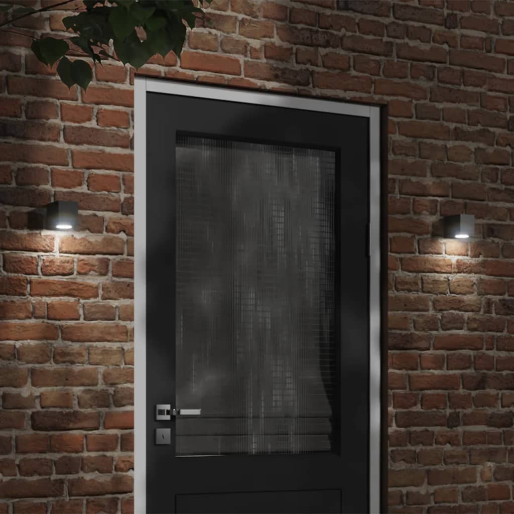 VidaXL Außenwandleuchten 2 Stück Aluminiumguss schwarz
