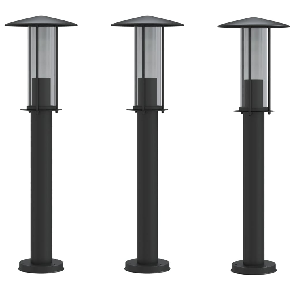 Vidaxx Außenstehleuchte 3 Stk. 60 cm Edelstahl schwarz