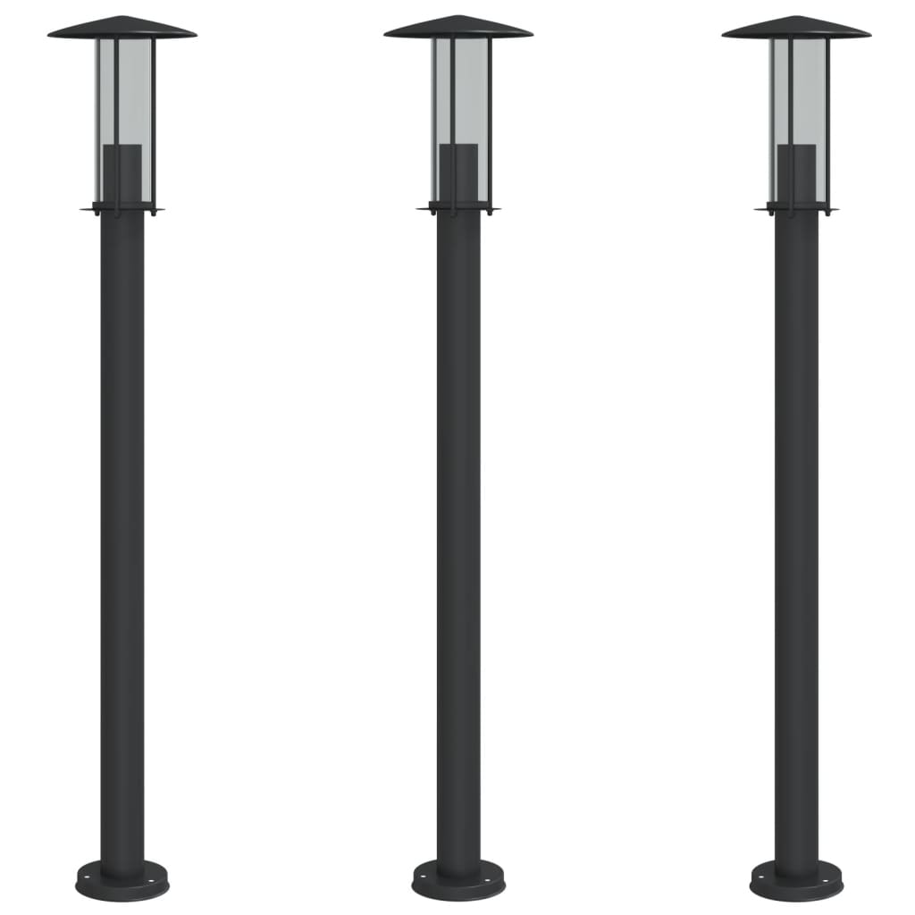 Vidaxx Außenstehleuchte 3 Stk. 100 cm Edelstahl schwarz