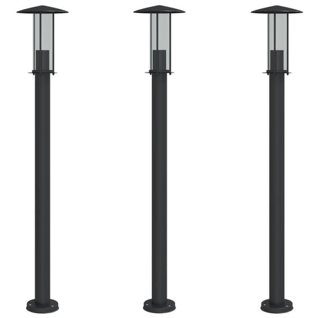 Vidaxx Außenstehleuchte 3 Stk. 100 cm Edelstahl schwarz