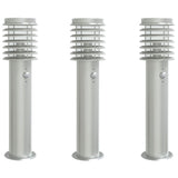 Vidaxx Außenstehleuchten 3 Stk. mit Sensoren 60 cm Edelstahl silber