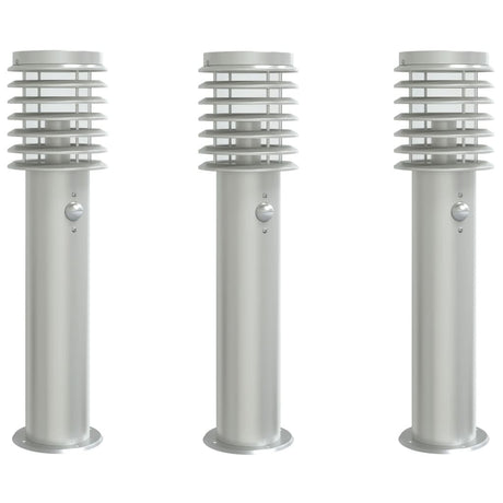 Vidaxx Außenstehleuchten 3 Stk. mit Sensoren 60 cm Edelstahl silber