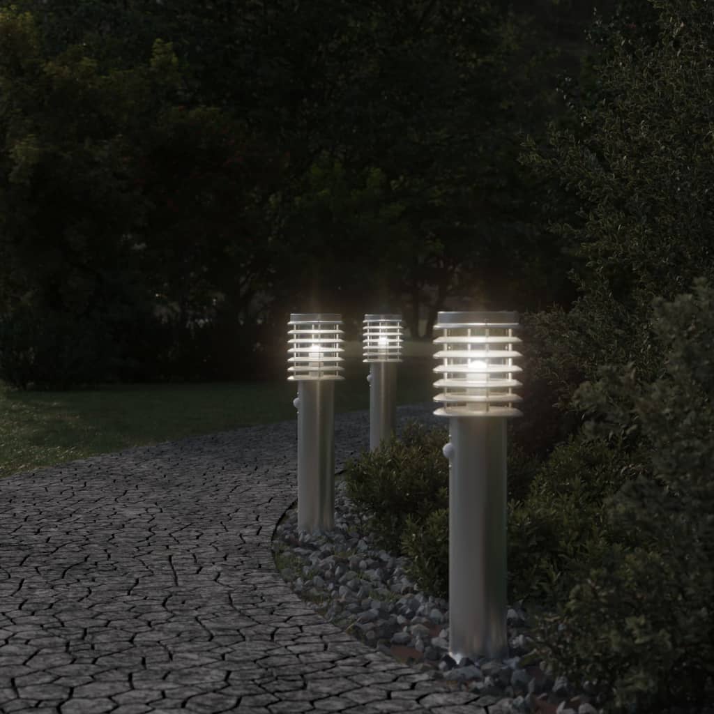 Vidaxx Außenstehleuchten 3 Stk. mit Sensoren 60 cm Edelstahl silber