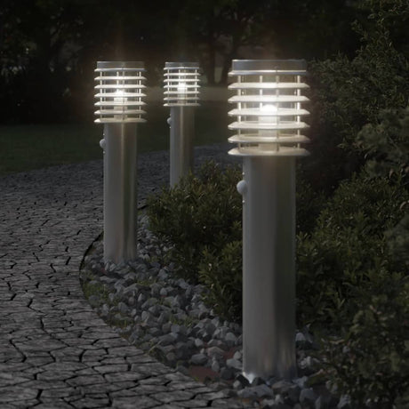 Vidaxx Außenstehleuchten 3 Stk. mit Sensoren 60 cm Edelstahl silber