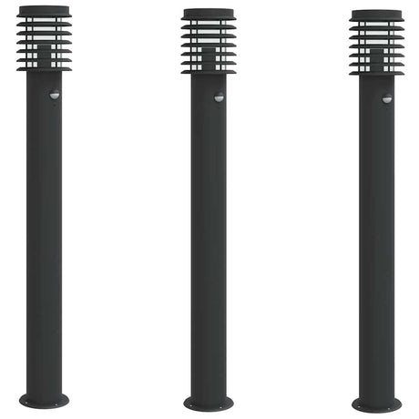 Vidaxx Außenstehleuchten 3 Stk. mit Sensoren 110 cm Edelstahl schwarz