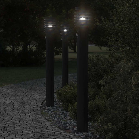 Vidaxx Außenstehleuchten 3 Stk. mit Sensoren 110 cm Edelstahl schwarz
