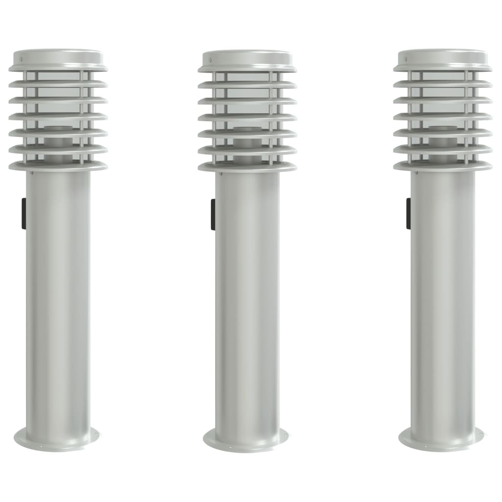 Vidaxx Außenstehleuchten 3 Stk. Fassung 60 cm Edelstahl silber