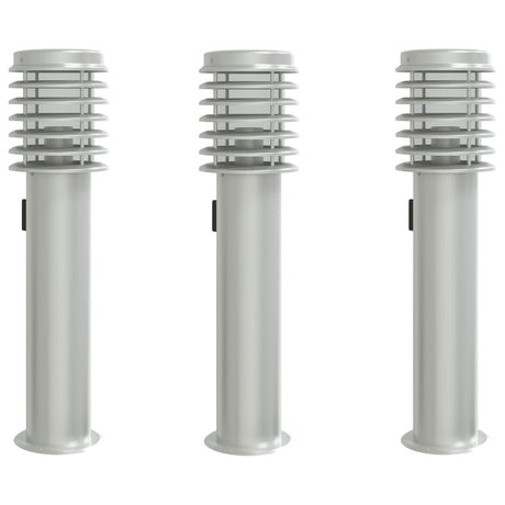 Vidaxx Außenstehleuchten 3 Stk. Fassung 60 cm Edelstahl silber