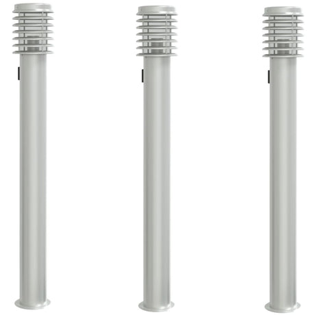 Vidaxx Außen-Stehleuchten 3-tlg. Fassung 110 cm Edelstahl silber