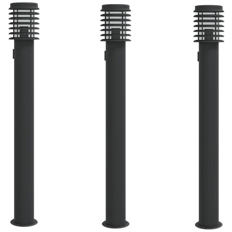 Vidaxx Außenstehleuchten 3 Stk. Fassung 110 cm Edelstahl schwarz