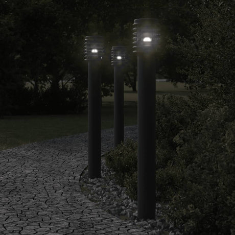 Vidaxx Außenstehleuchten 3 Stk. Fassung 110 cm Edelstahl schwarz