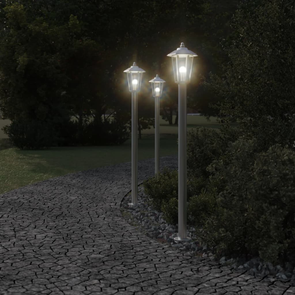 Vidaxx Außenstehleuchte 3 Stk. 120 cm Edelstahl silberfarben