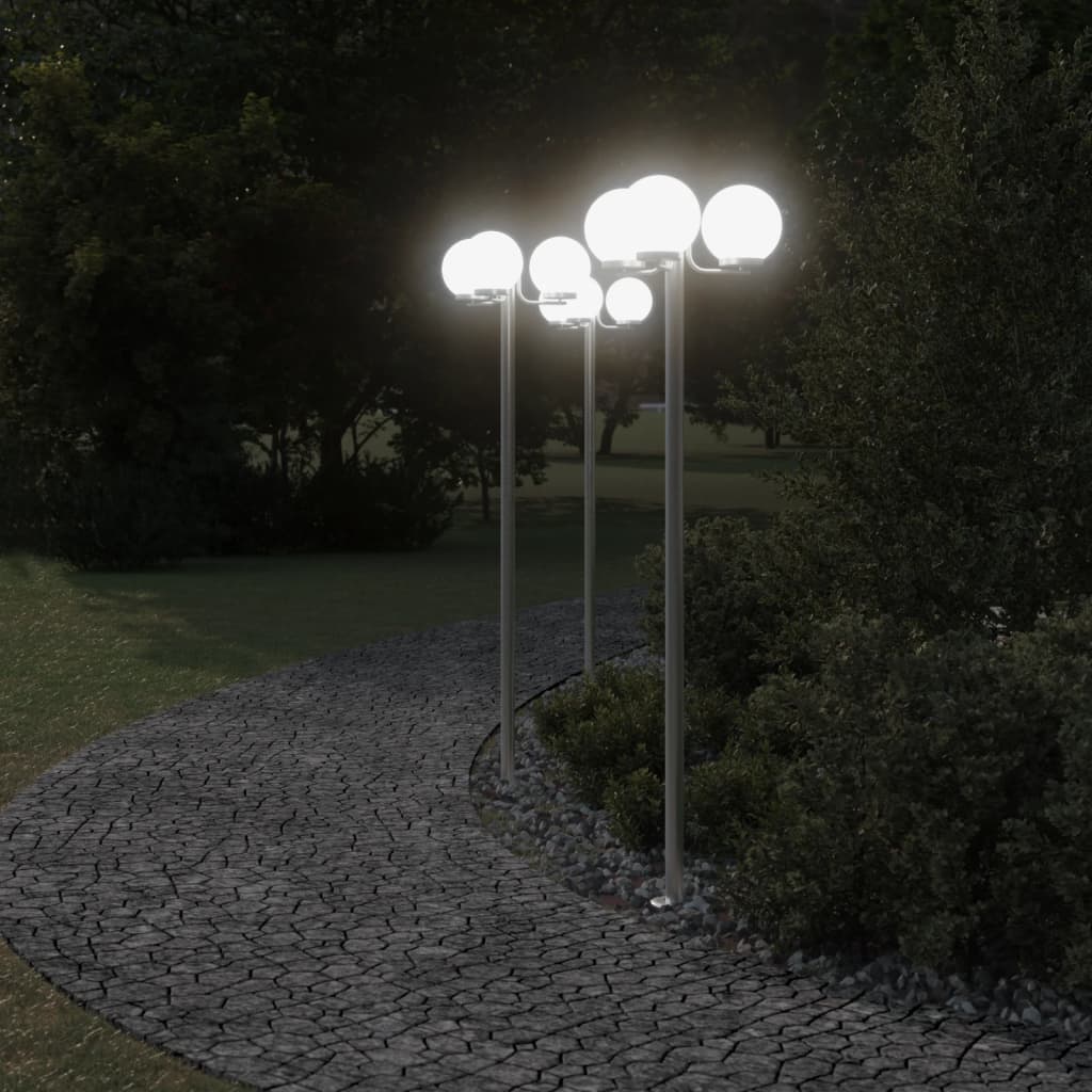 Vidaxl vloerlamp voor buiten 2 st 215 cm roestvrij staal zilverkleurig