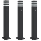 VidaXL Außenstehleuchten 3 Stk. mit Sensor 80 cm Aluminium schwarz