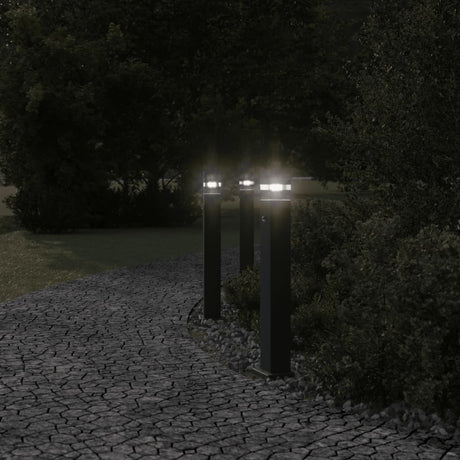VidaXL Außenstehleuchten 3 Stk. mit Sensor 80 cm Aluminium schwarz