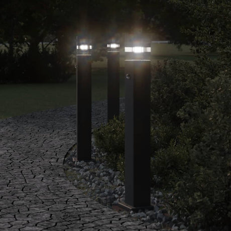 VidaXL Außenstehleuchten 3 Stk. mit Sensor 80 cm Aluminium schwarz