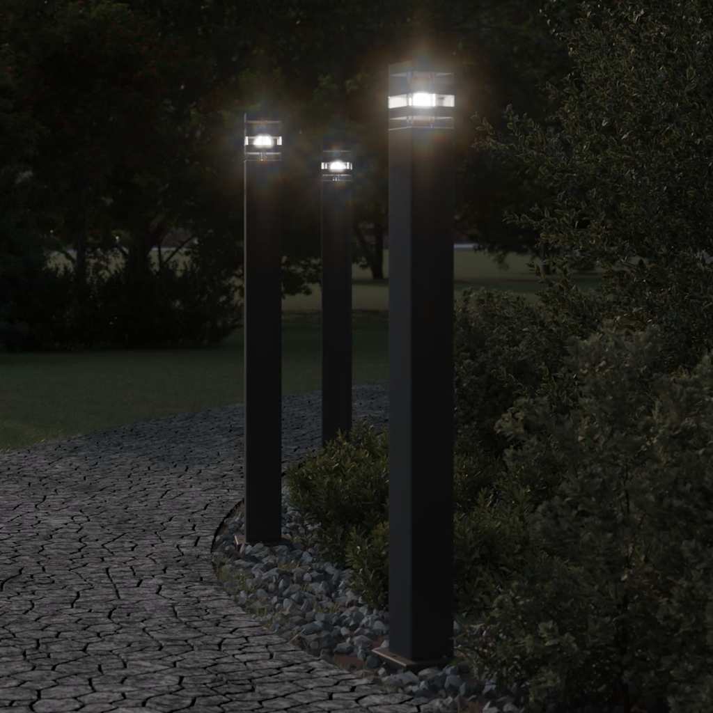 Vidaxx Außenstehleuchten 3 Stk. mit Sensor 110 cm Aluminium schwarz