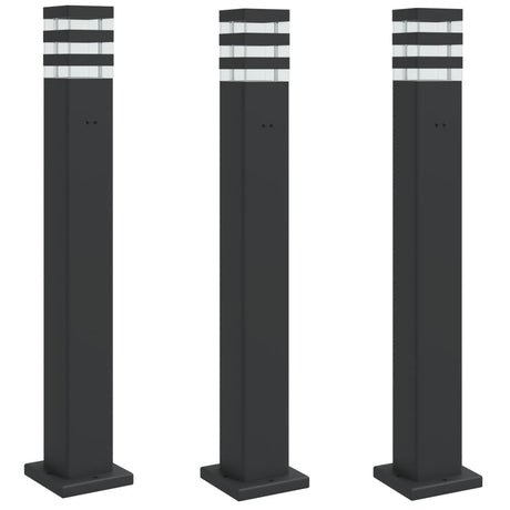 Vidaxx Außenstehleuchten 3 Stück mit Fassung 80 cm Aluminium schwarz