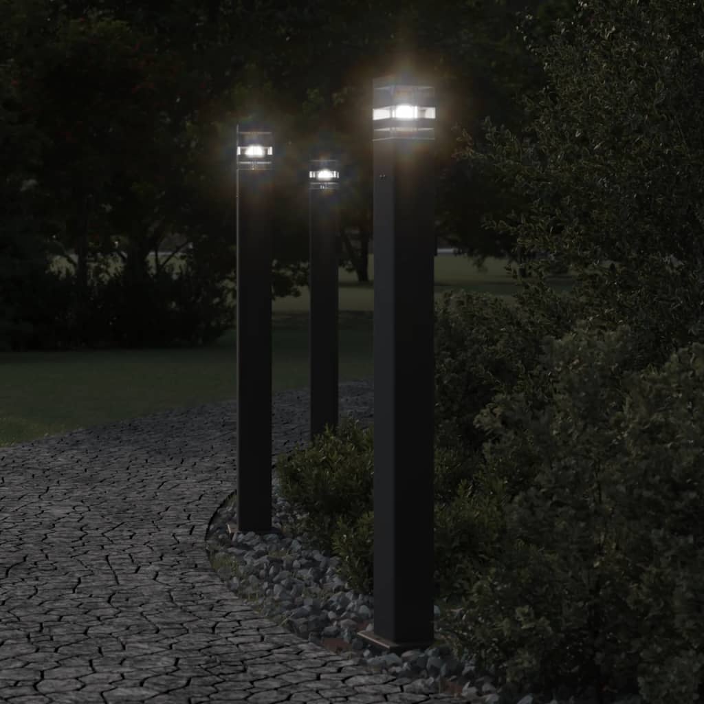 Vidaxx Außenstehleuchten 3 Stück mit Fassung 110 cm Aluminium schwarz