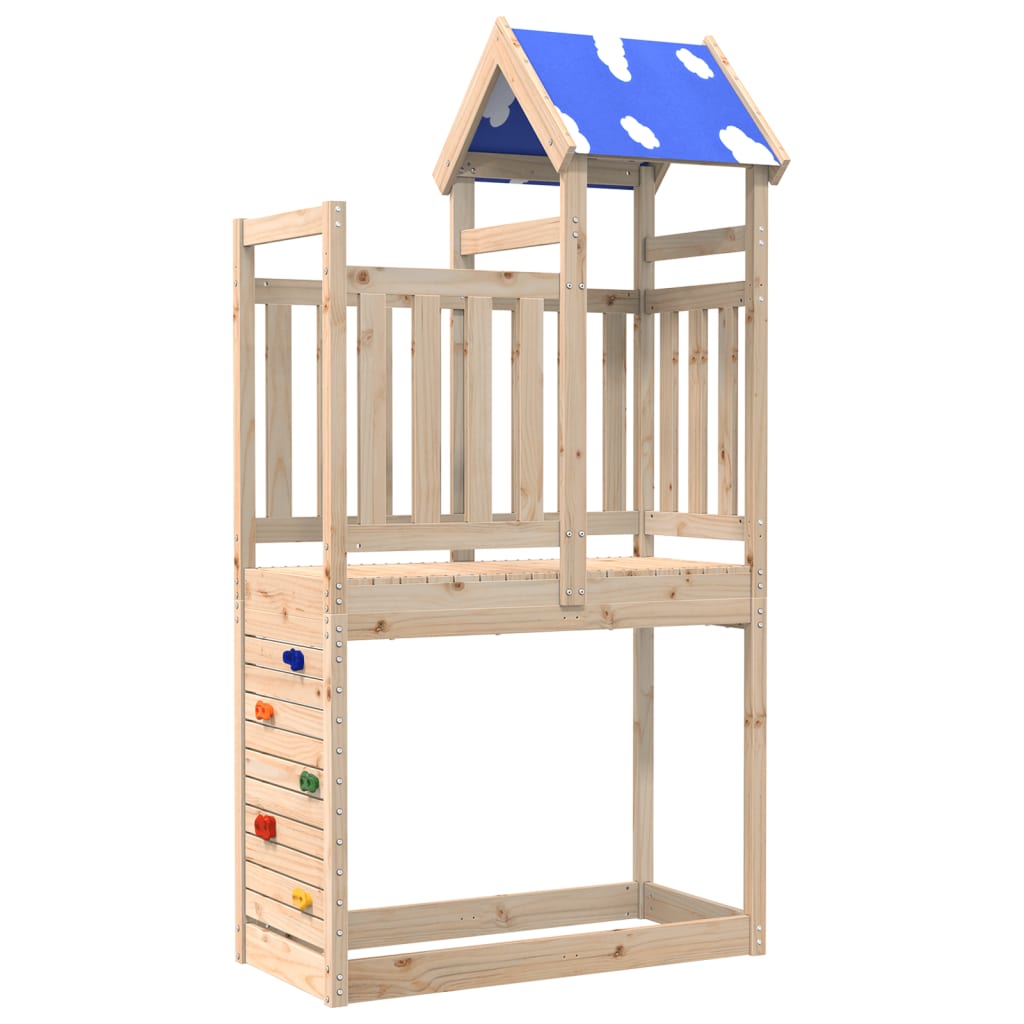 Vidaxl Play Tower med klatrevæg 110.5x52.5x215 cm Solid fyrretræ