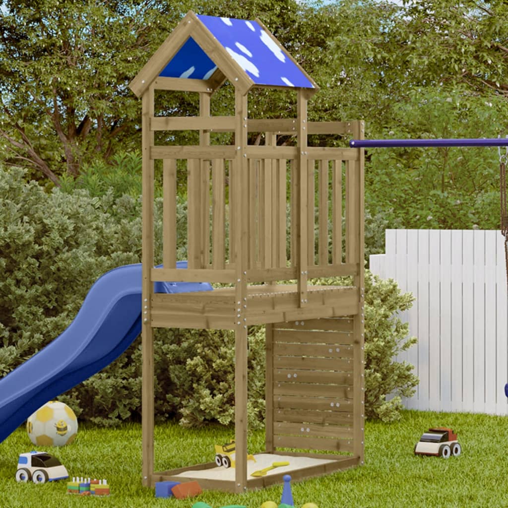 Vidaxl Play Tower med klippevæg 110.5x52.5x215 cm imprægneret træ