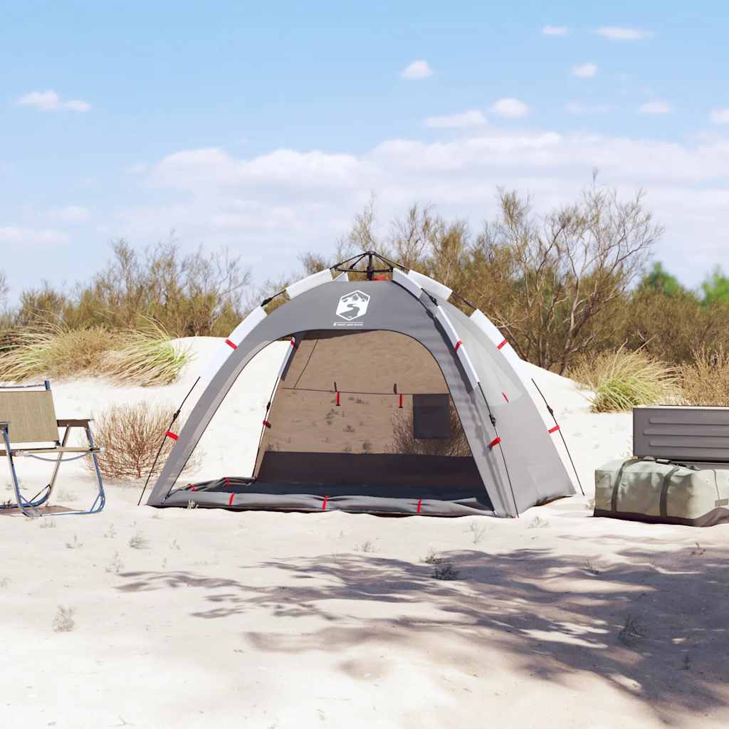 Vidaxl Beach Tenda per 2 persone impermeabile a rilascio rapido grigio