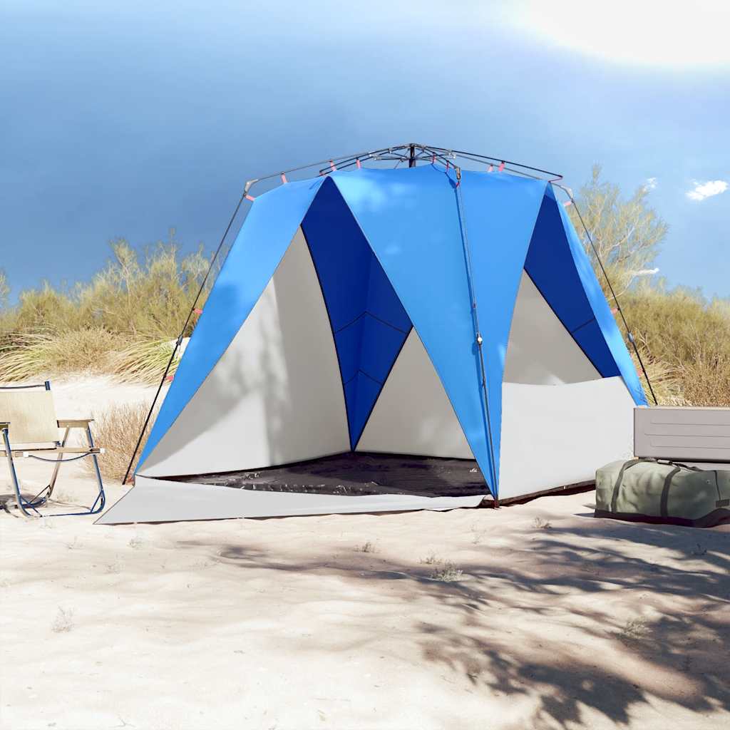 Vidaxl Beach Tent 4-osobowy wodoodporny wodoodporny błękit z szybkiego uwalniania