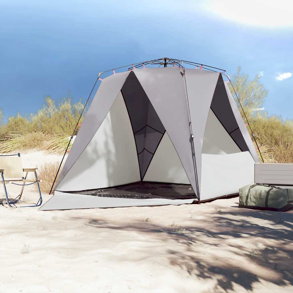 Vidaxl Strandzelt 4-Personen wasserdicht Schnellverschluss grau