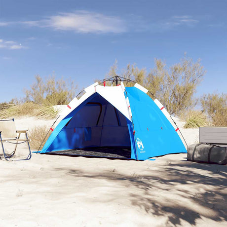 VidaXL Strandzelt 3-Personen wasserdicht Schnellspanner azurblau