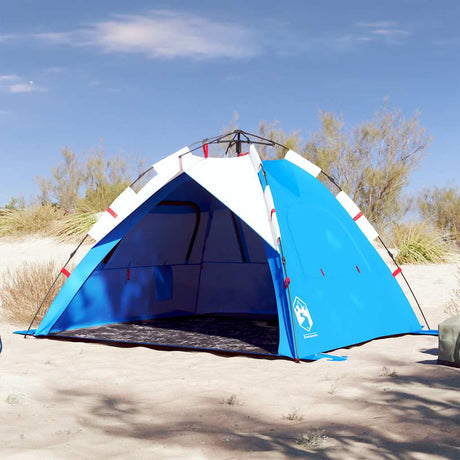 VidaXL Strandzelt 3-Personen wasserdicht Schnellspanner azurblau