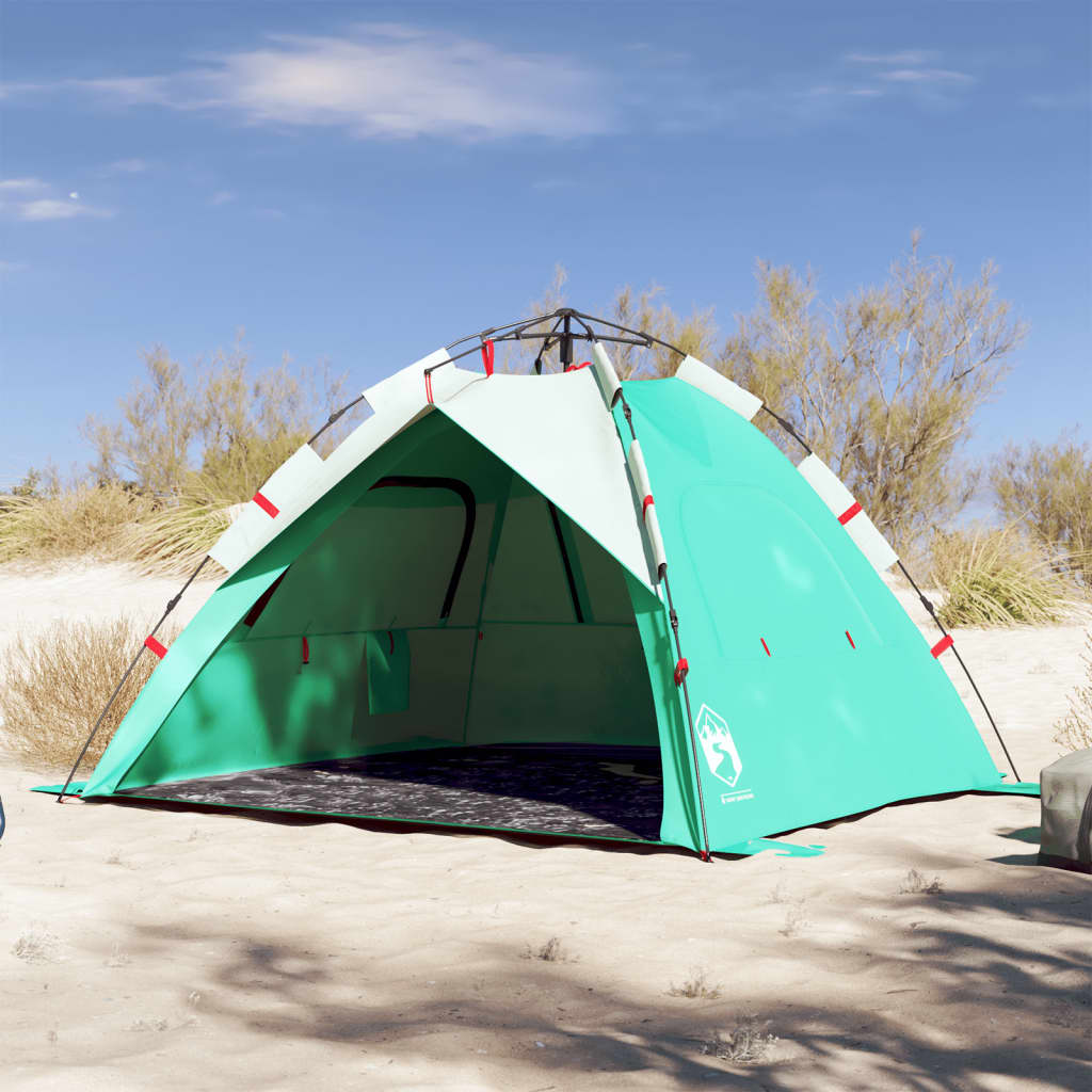 Vidaxl Beach Tent 3-osobowy wodoodporny wodoodporny, szybko uwalniany morski zielony