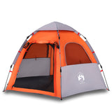 Tenda da campeggio Vidaxl Release veloce di 4 persone grigio e arancione