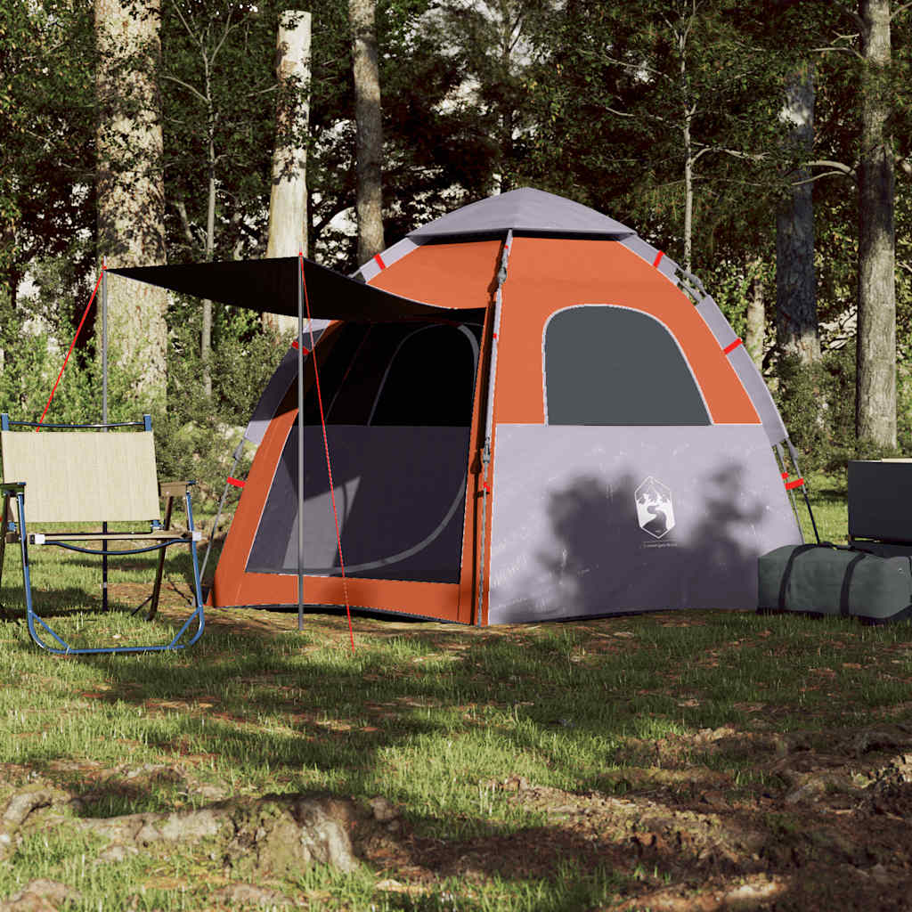 Vidaxl Camping Tent 4 Persona Fast liberación gris y naranja