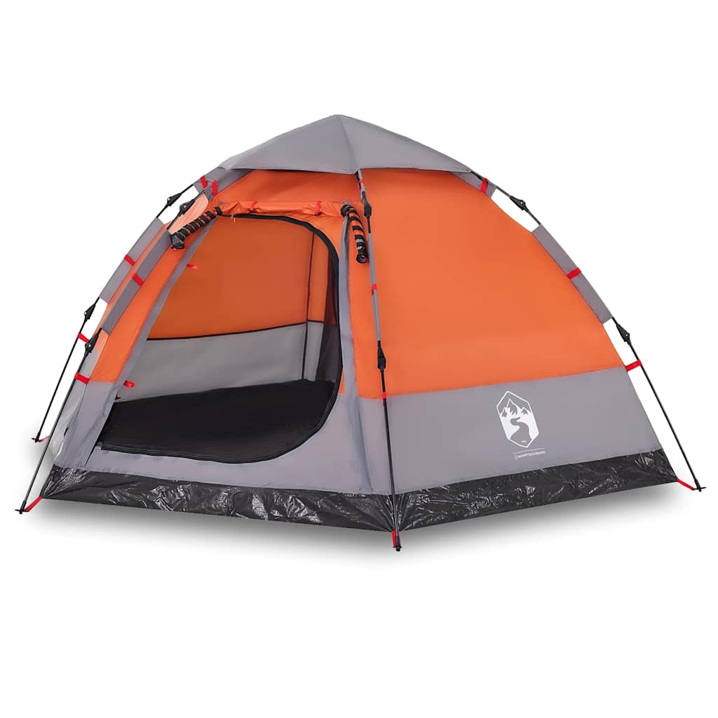 Vidaxl Camping Tent 4 Persona Fast liberación gris y naranja